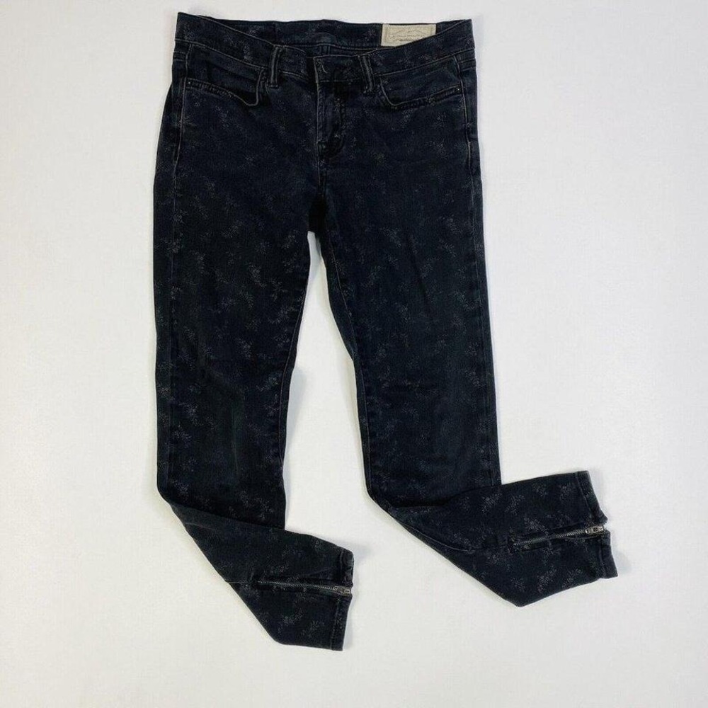 ALLSAINTS Spitalfields Black w/ Grey Floral Print Cotton Elastane Women Jeans 24